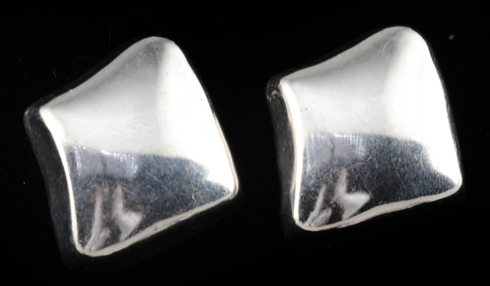 Four Pairs of Vintage Sterling Silver Clip-on Earrings Including Taxco