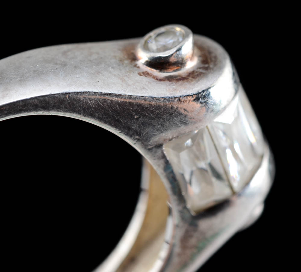 Sterling Silver Ring with Clear Stones