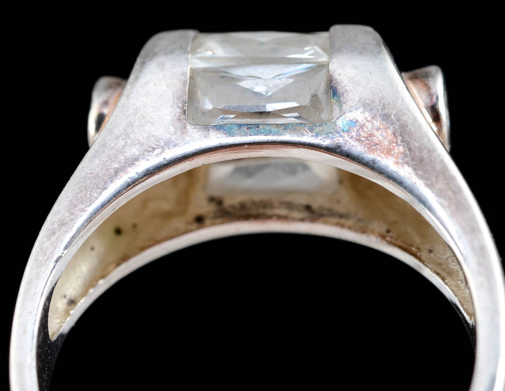 Sterling Silver Ring with Clear Stones