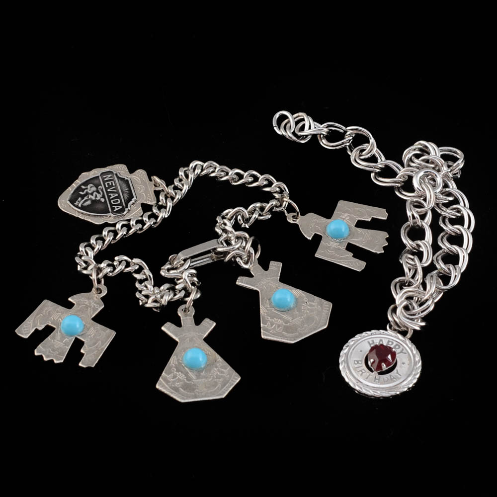 Two Charm Bracelets, Including Sterling Silver