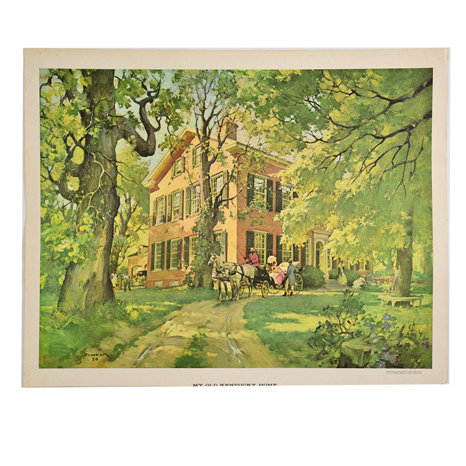 Vintage Offset Lithograph Print "My Old Kentucky Home"  By Haddon Sundblom