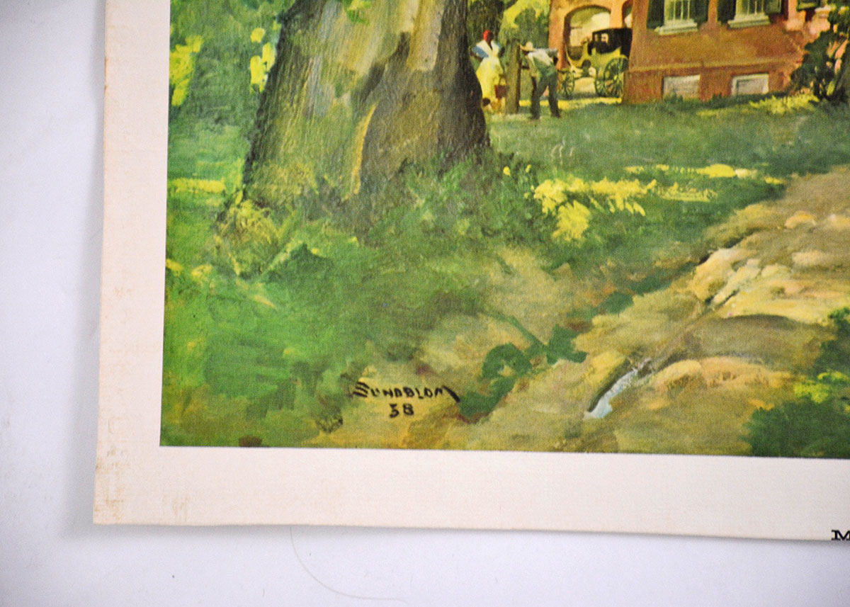 Vintage Offset Lithograph Print "My Old Kentucky Home"  By Haddon Sundblom