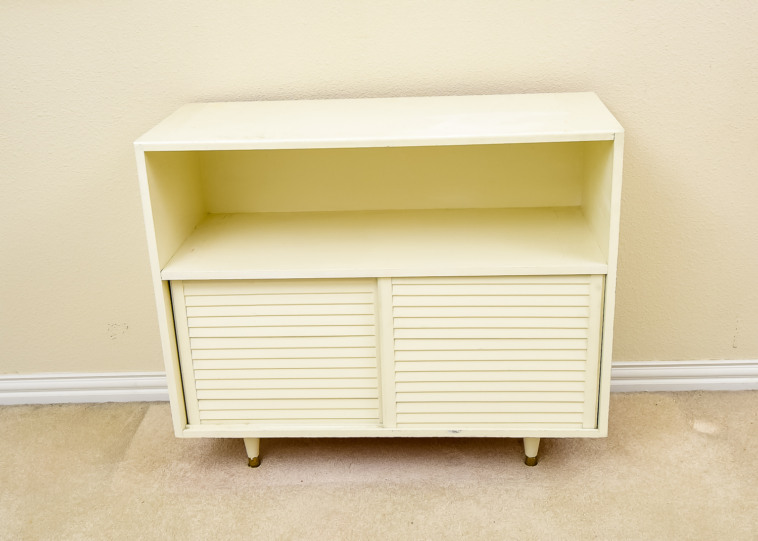 White Wooden Mid Century Cabinet