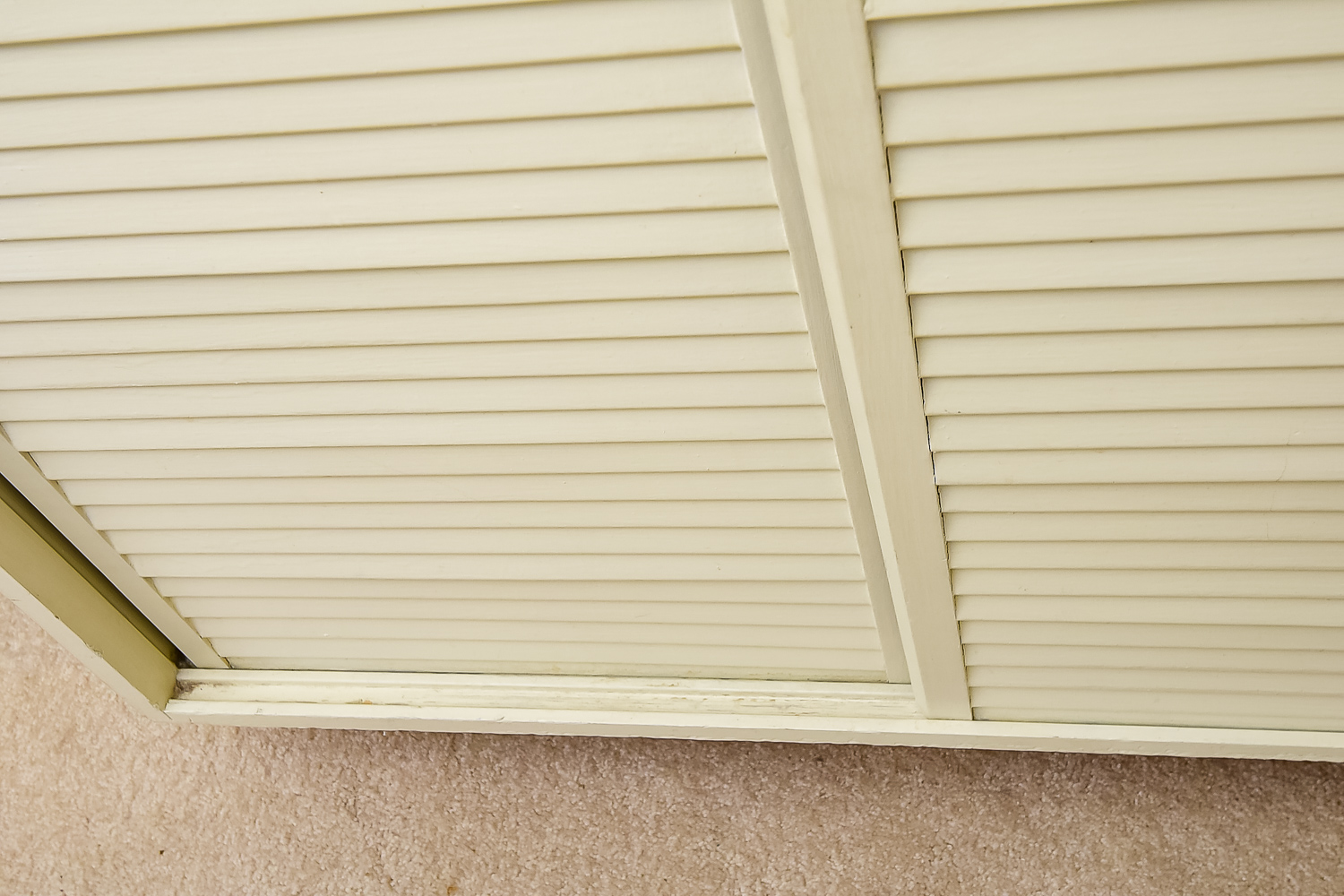 White Wooden Mid Century Louvered Cabinet