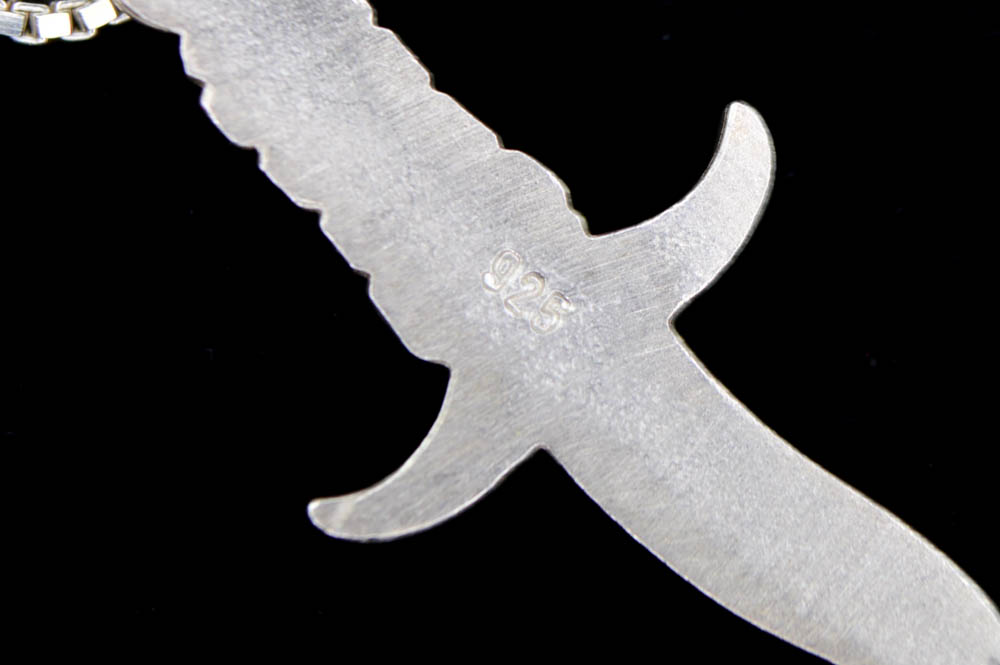 Sterling Silver Dagger Pendant with Chain
