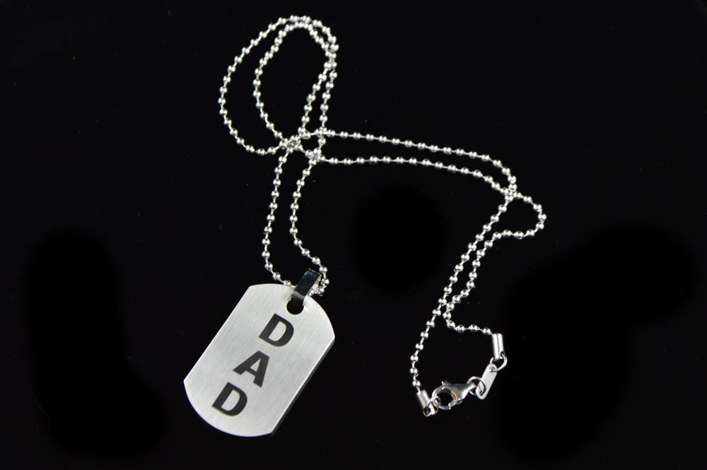 Stainless Steel "DAD" Pendant with Necklace