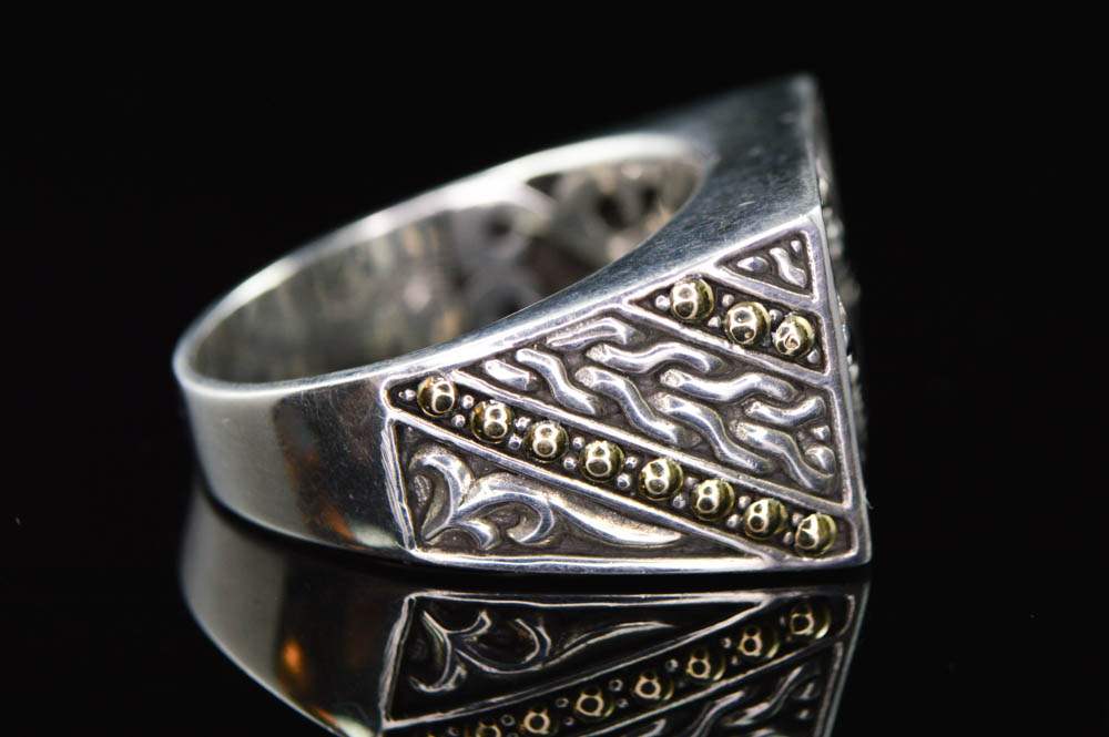 Robert Manse Sterling Silver 18K Gold and Onyx Men's Ring