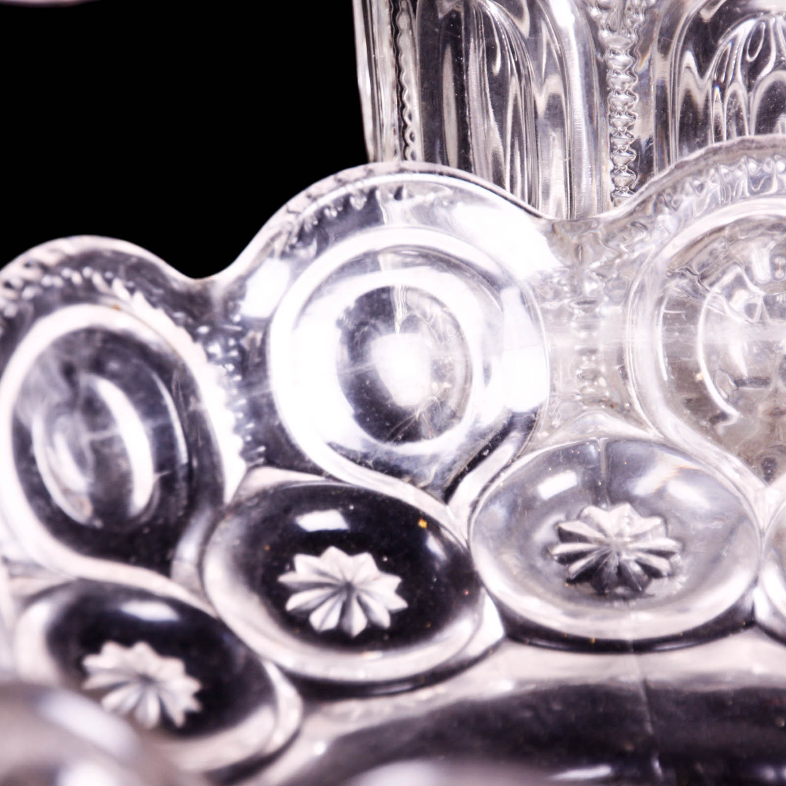 Moon and Star Clear Depression Glass Footed Dishes