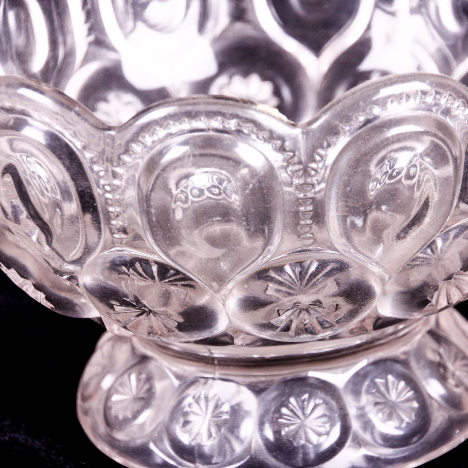 Moon and Star Clear Depression Glass Footed Dishes