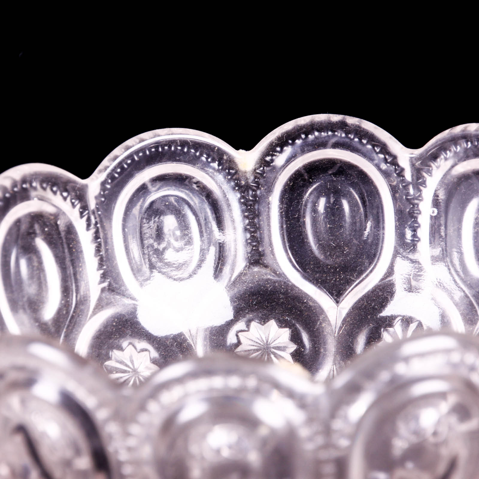 Moon and Star Clear Depression Glass Footed Dishes