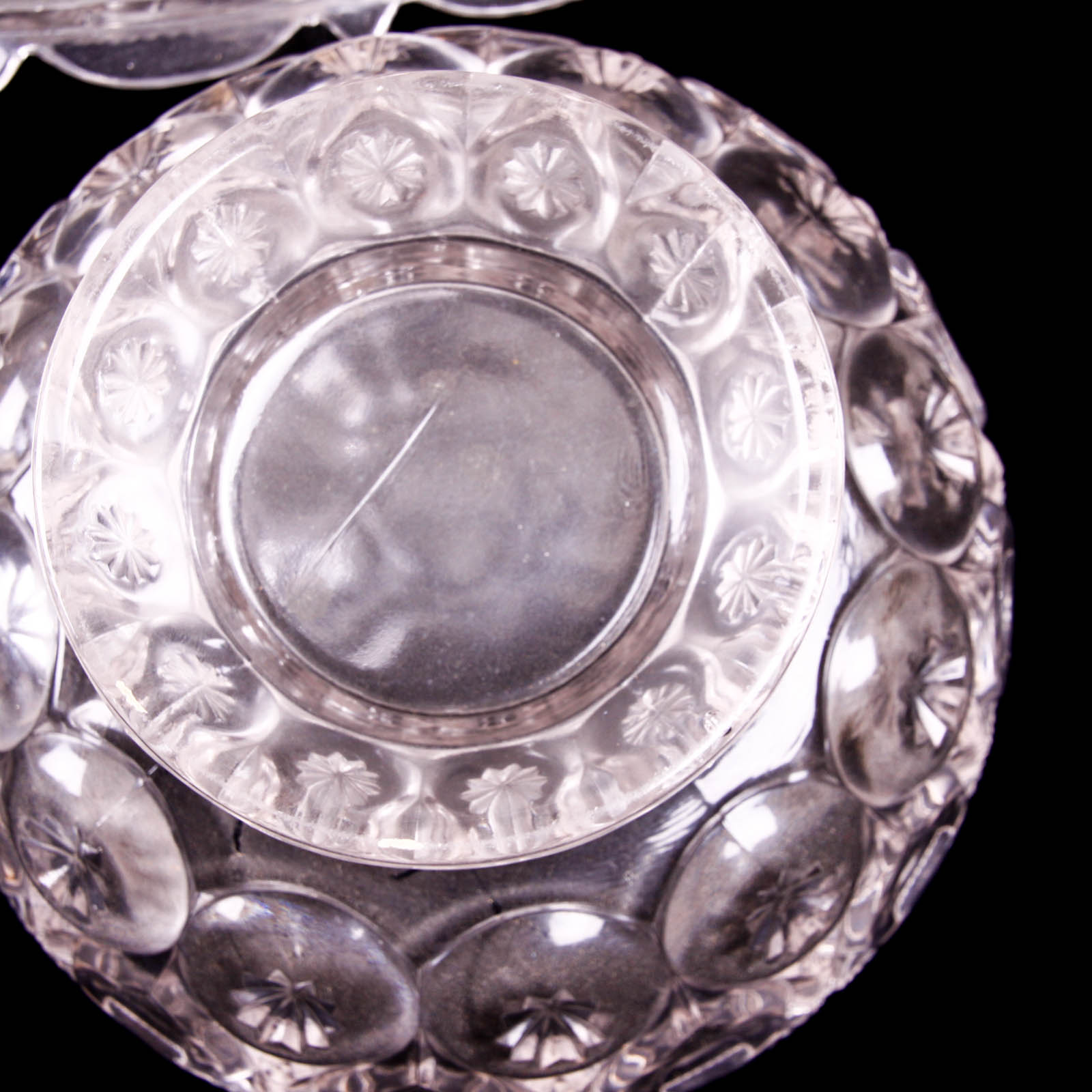 Moon and Star Clear Depression Glass Footed Dishes