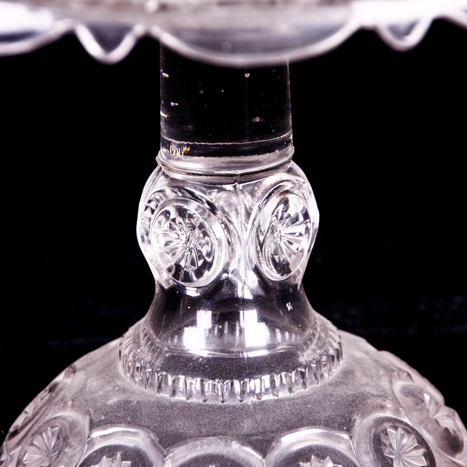 Moon and Star Clear Depression Glass Footed Dishes