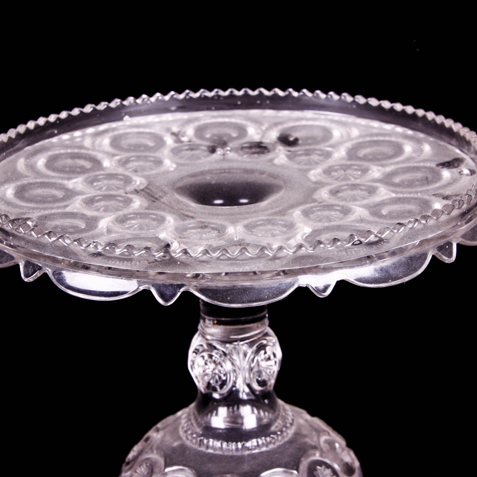 Moon and Star Clear Depression Glass Footed Dishes