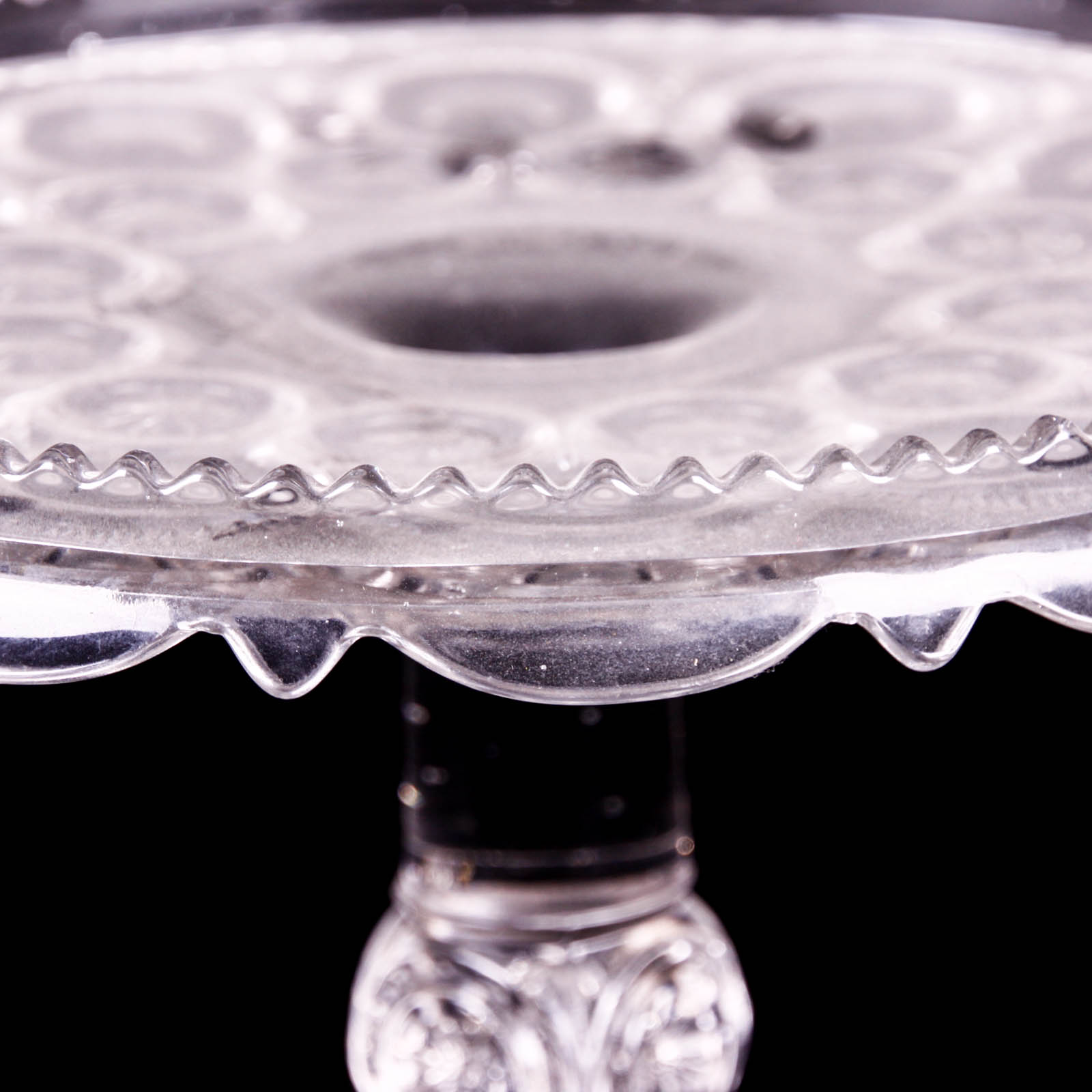 Moon and Star Clear Depression Glass Footed Dishes