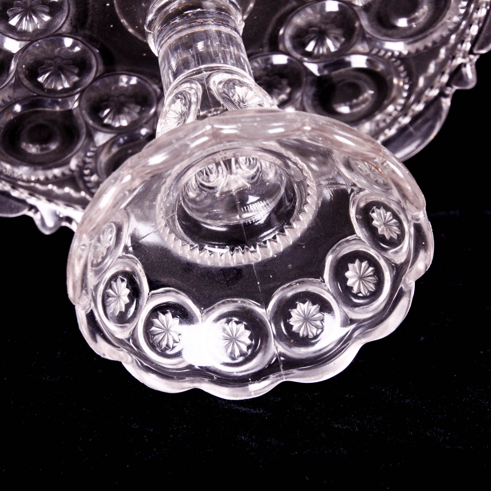 Moon and Star Clear Depression Glass Footed Dishes