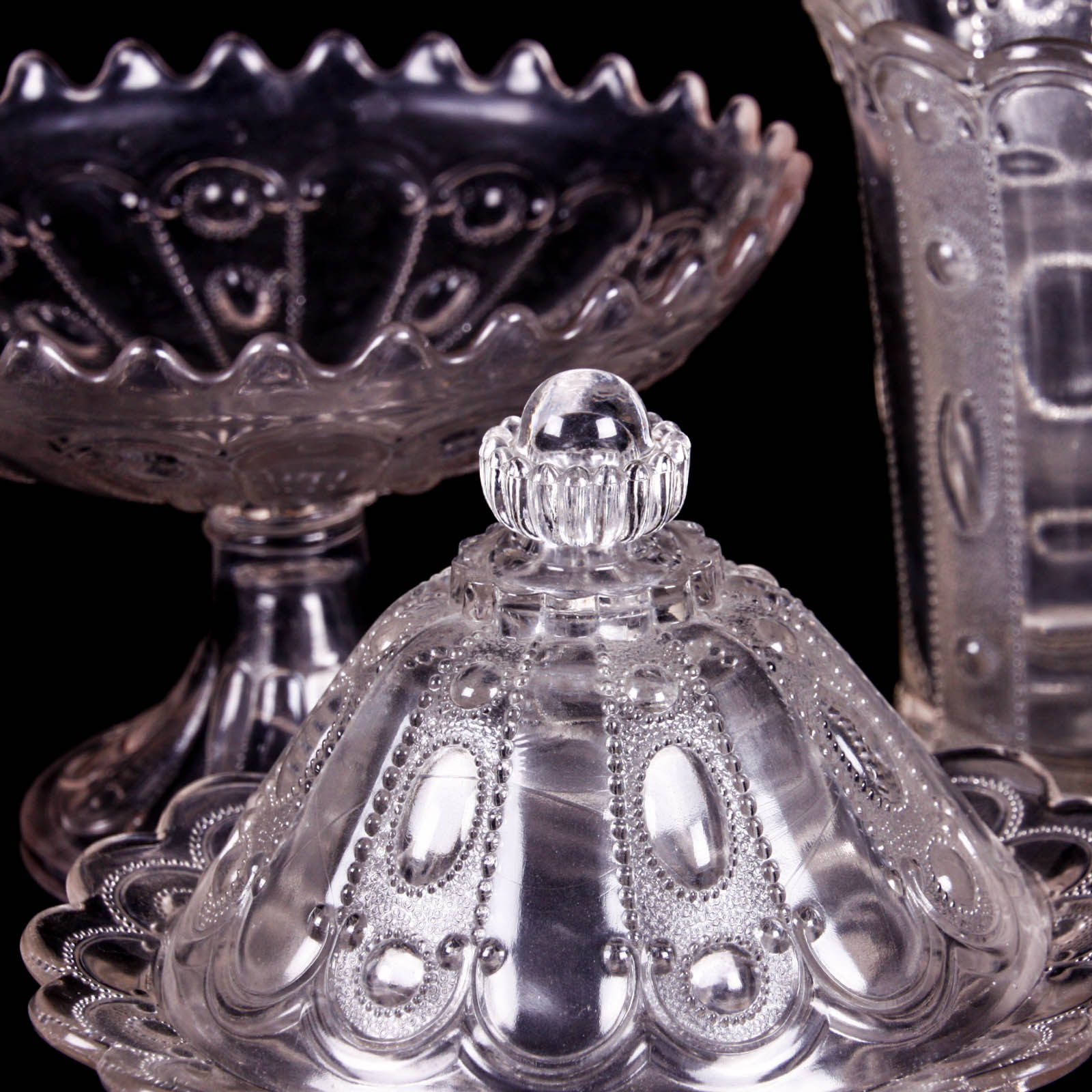 Kansas Jewel with Dewdrop Clear Depression Glass