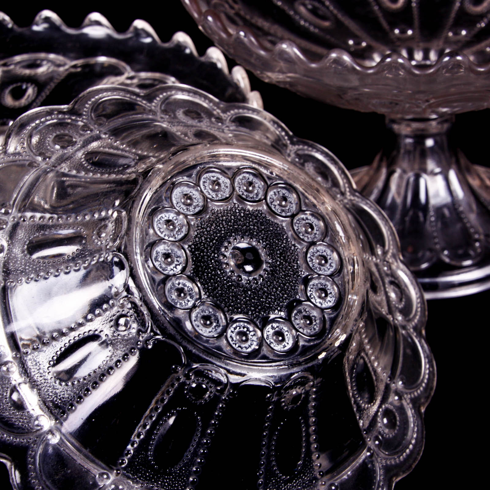 Kansas Jewel with Dewdrop Clear Depression Glass