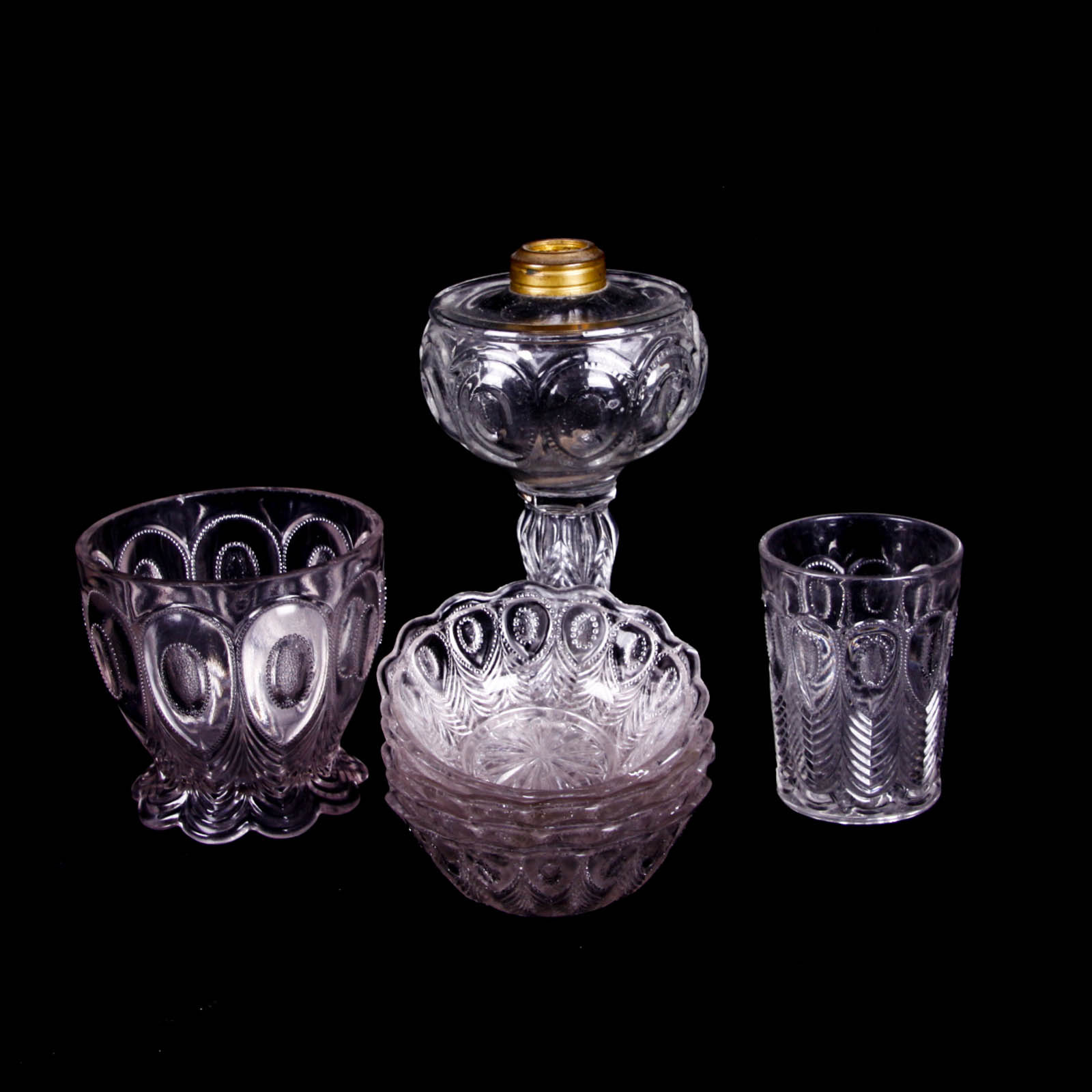 Peacock Feather Clear Depression Glass