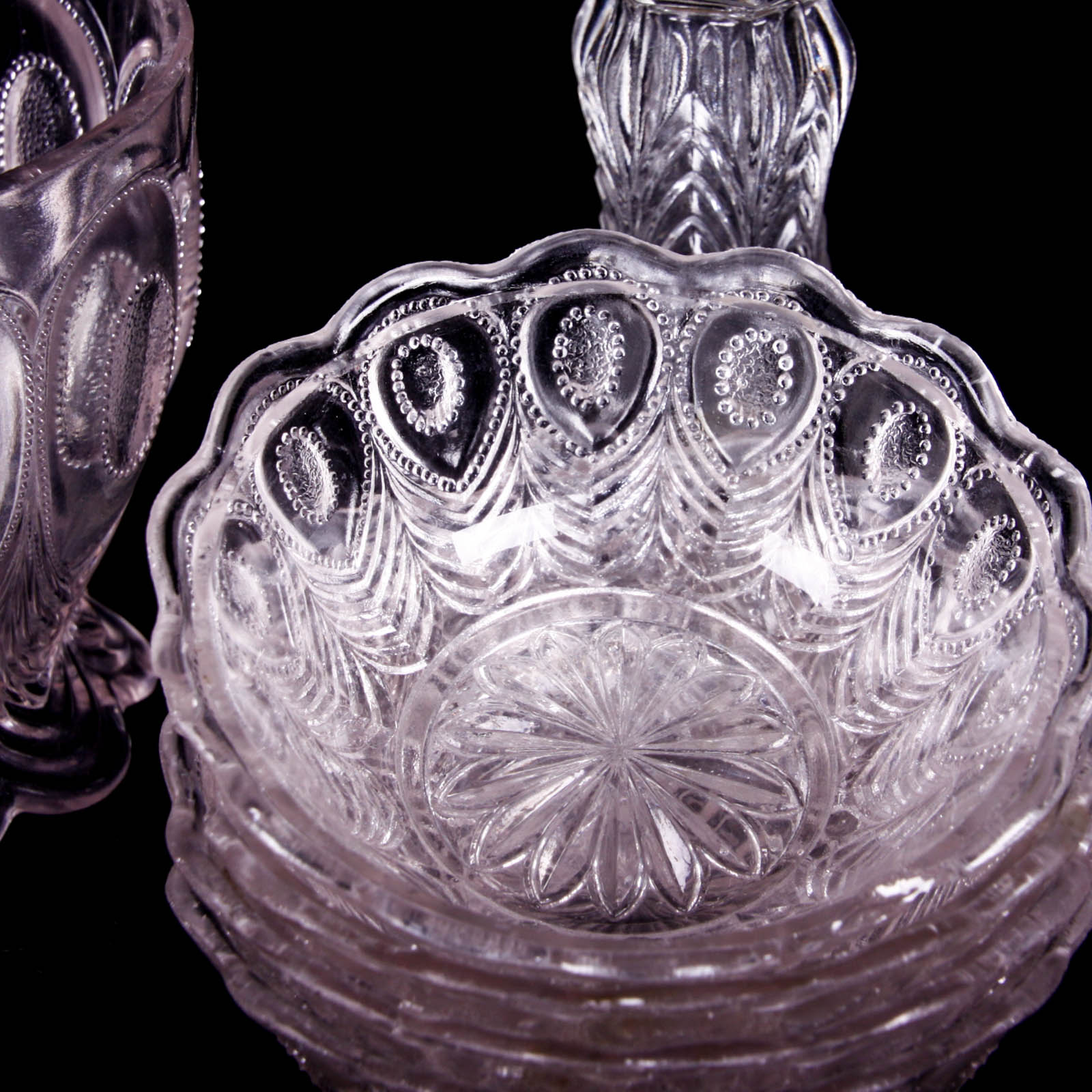 Peacock Feather Clear Depression Glass