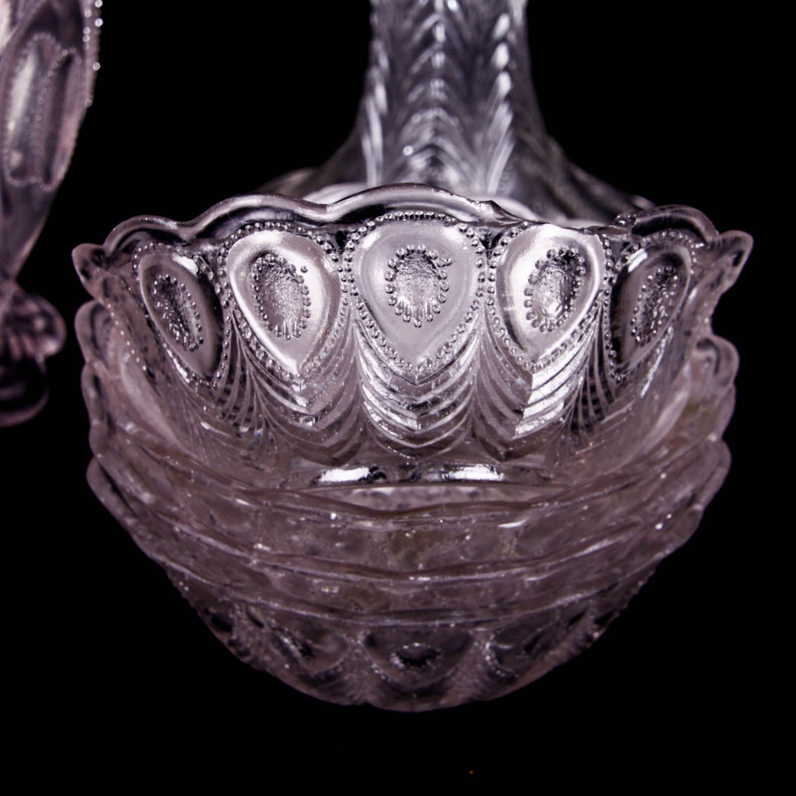 Peacock Feather Clear Depression Glass