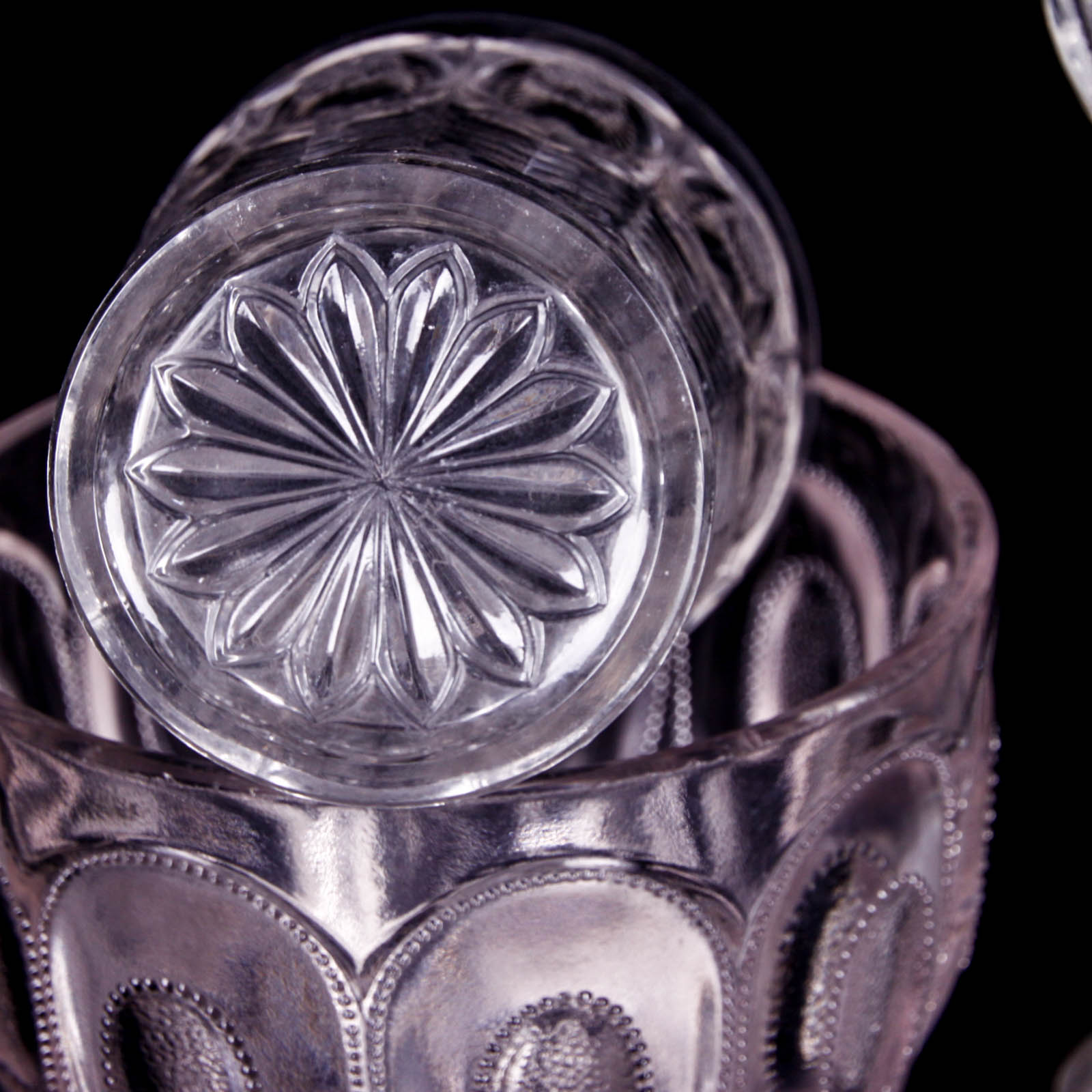 Peacock Feather Clear Depression Glass