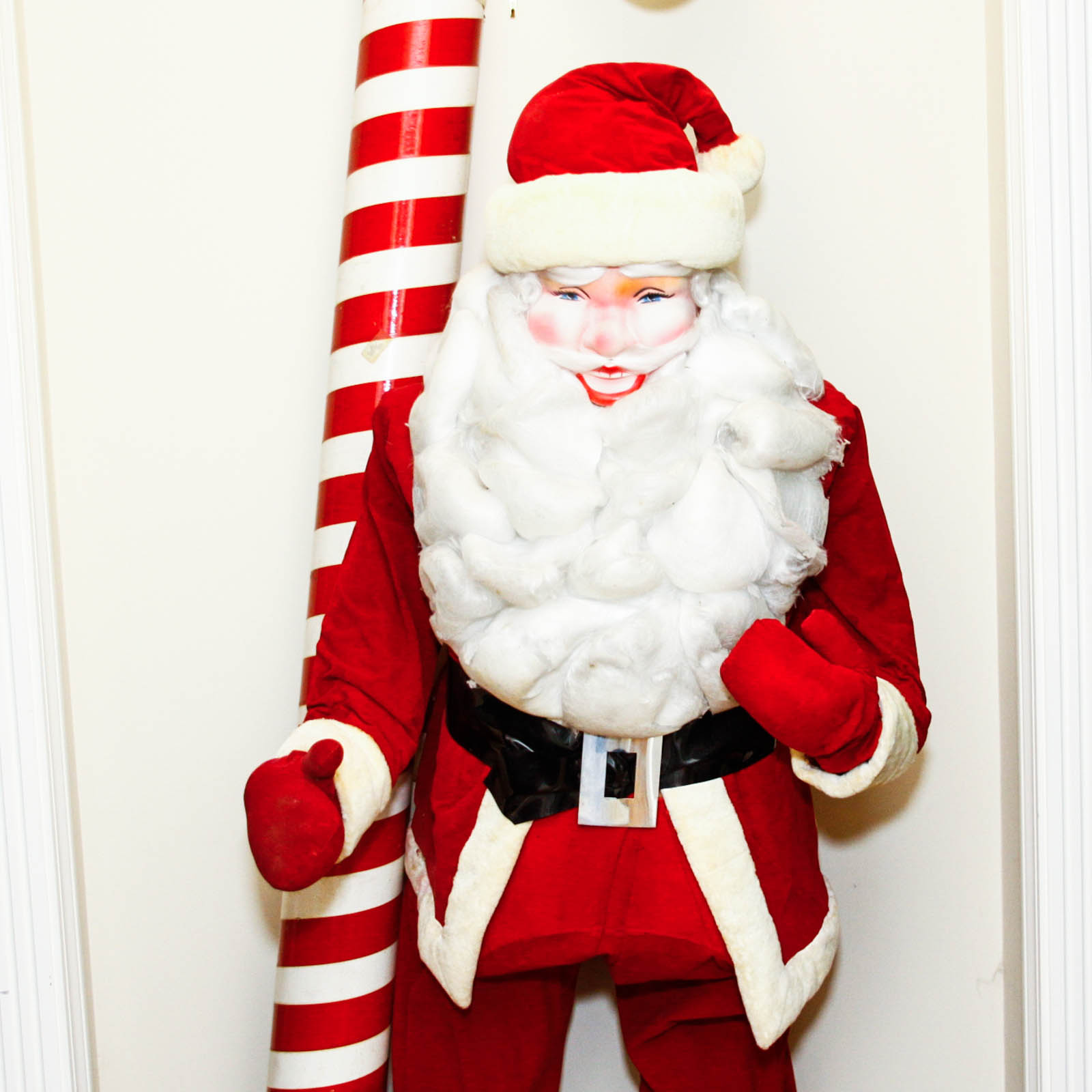 Life-Size Santa Claus and Extra-Large Candy Cane