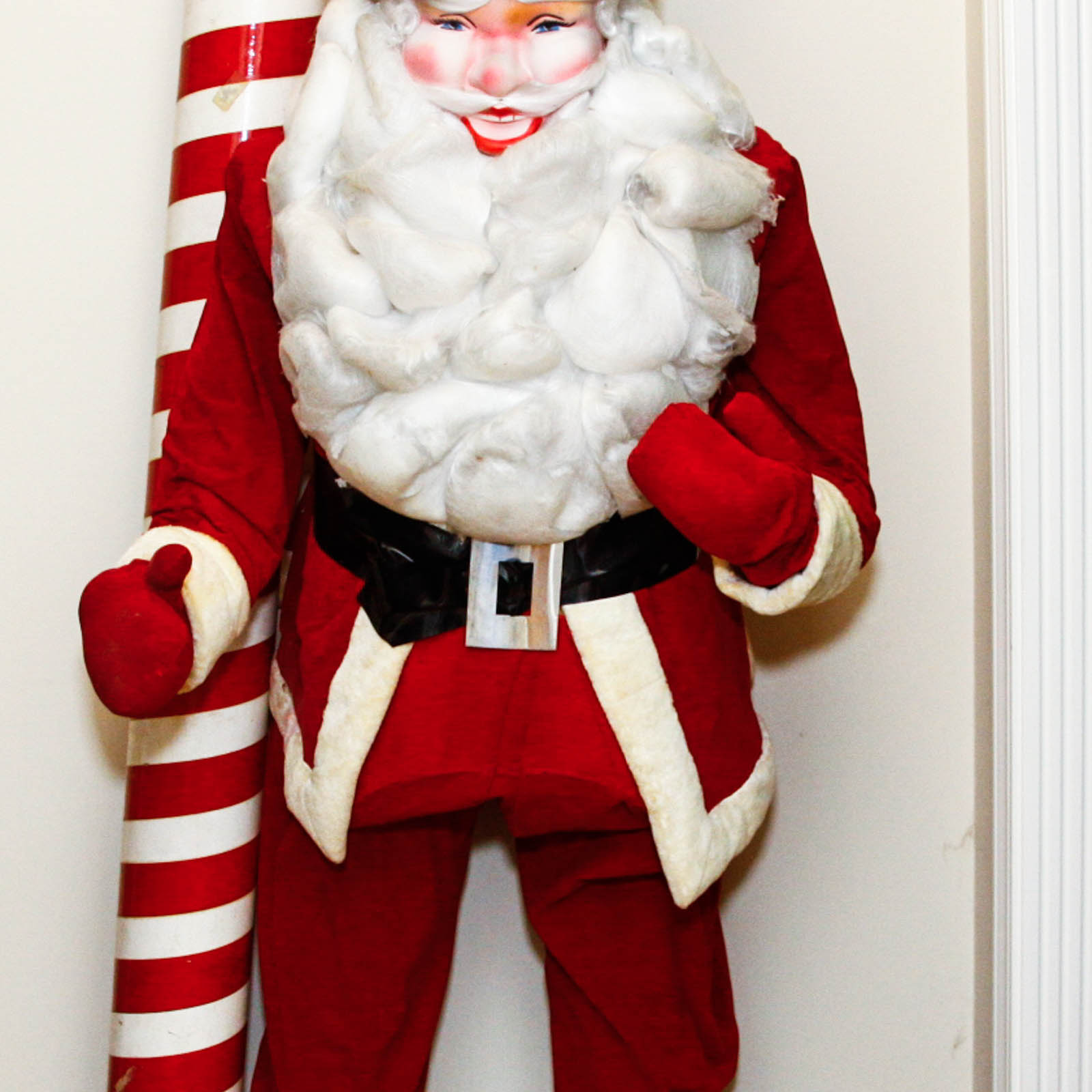 Life-Size Santa Claus and Extra-Large Candy Cane