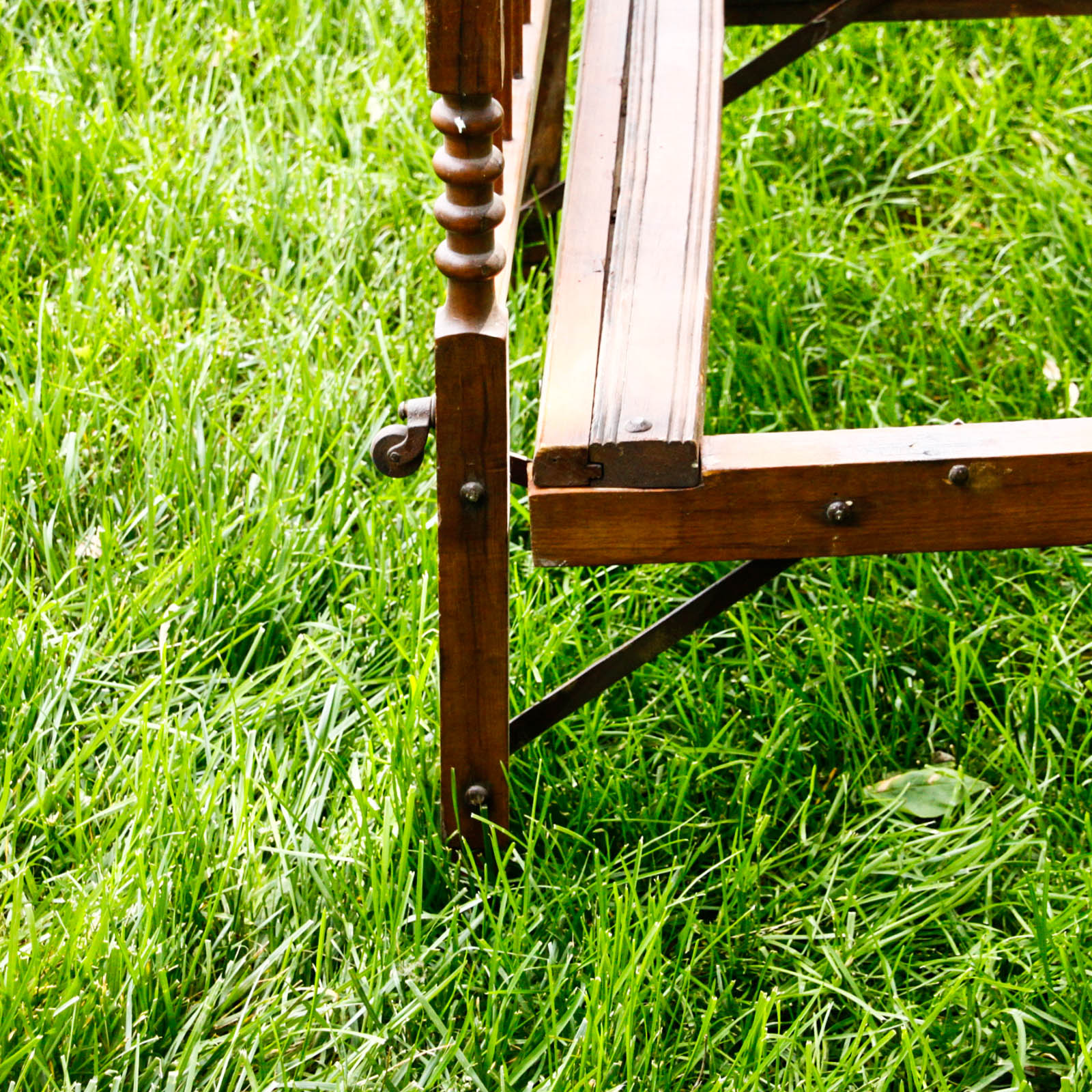 Collapsible Walnut Stained Children's Bed