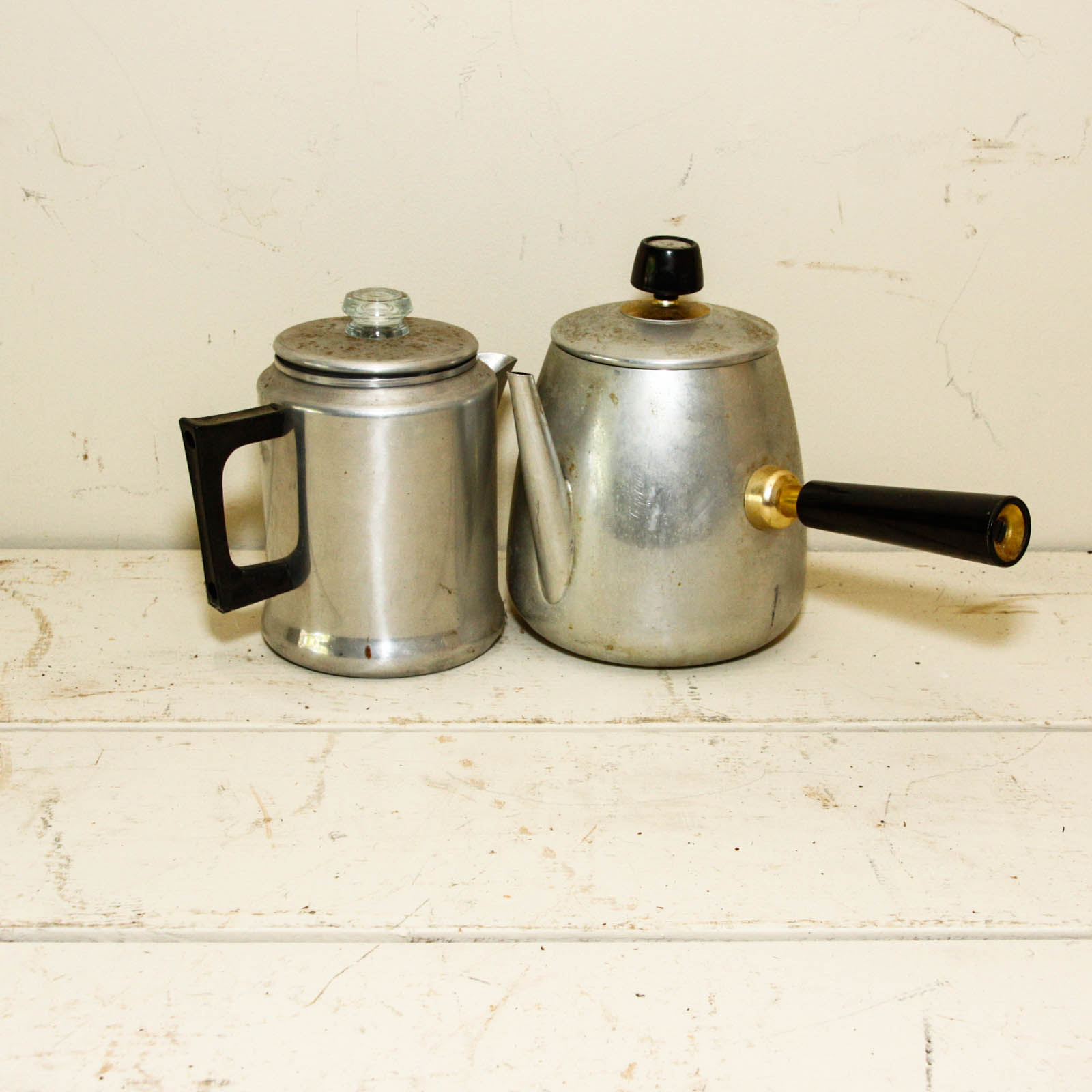 Pair of Vintage Aluminum Percolators