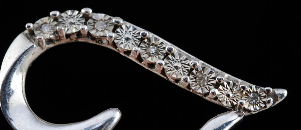 Sterling Chain and Two Sterling Heart Shape Pendants with Garnets and Diamonds