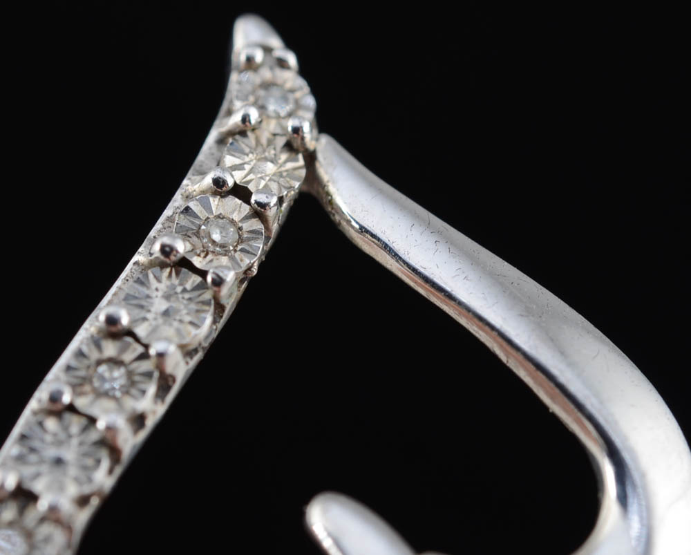 Sterling Chain and Two Sterling Heart Shape Pendants with Garnets and Diamonds