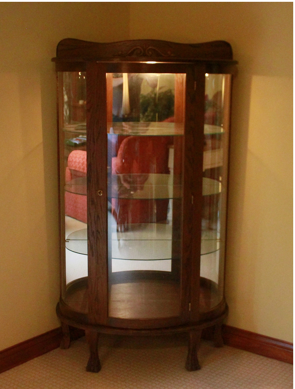 Wood and Glass Lighted Display Cabinet