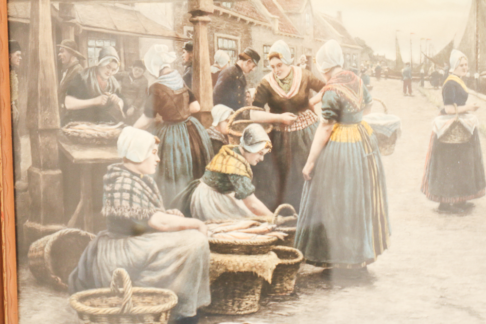 Vintage Dutch Port Scene Print