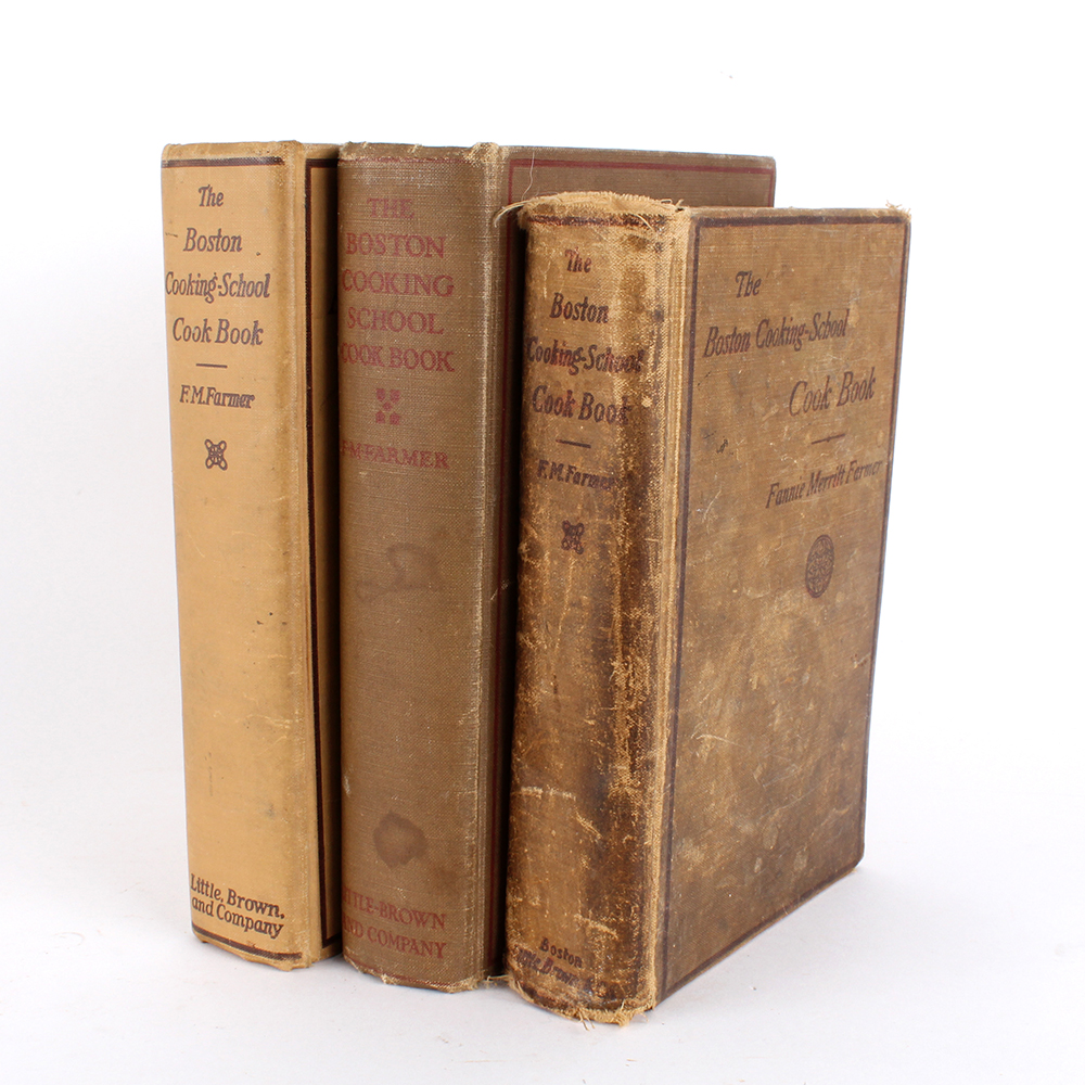 Trio of "The Boston Cooking-School Cook Book" by Fannie Merritt Farmer