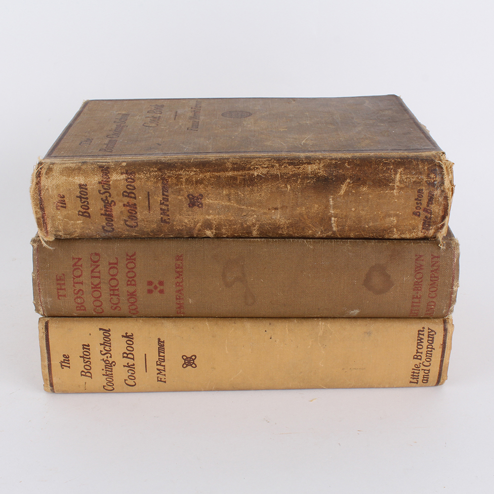 Trio of "The Boston Cooking-School Cook Book" by Fannie Merritt Farmer