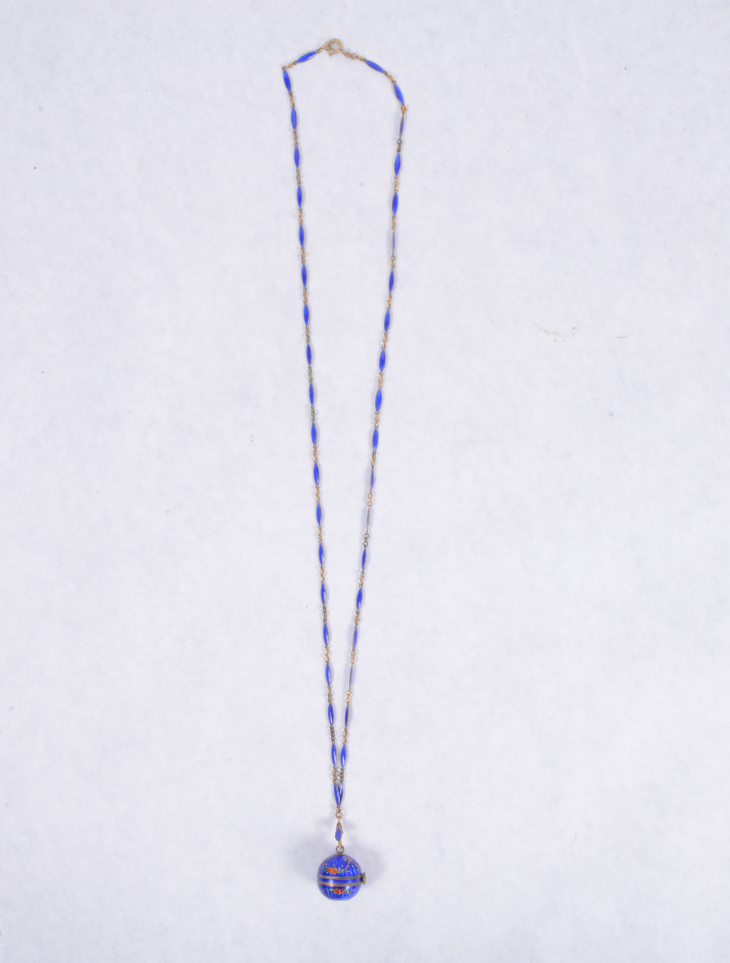 Vintage Enamel Necklace with Swiss Bucherer Watch Pendant