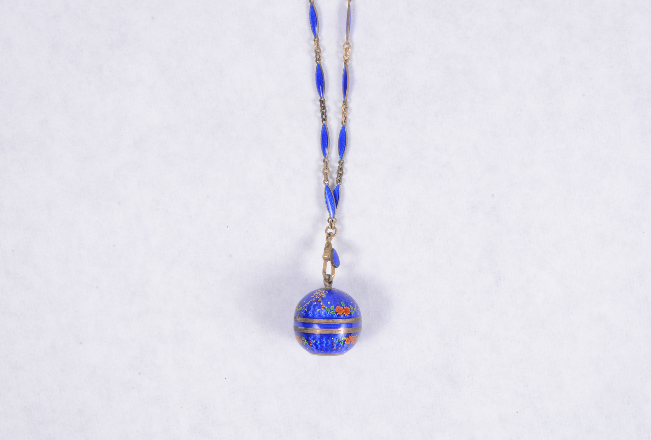 Vintage Enamel Necklace with Swiss Bucherer Watch Pendant