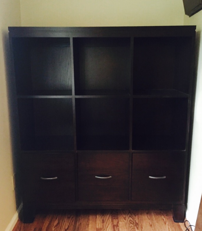 Ethan Allen Dark Wood Cube Organizer Bookcase w/ Storage