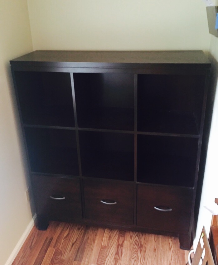 Ethan Allen Dark Wood Cube Organizer Bookcase w/ Storage