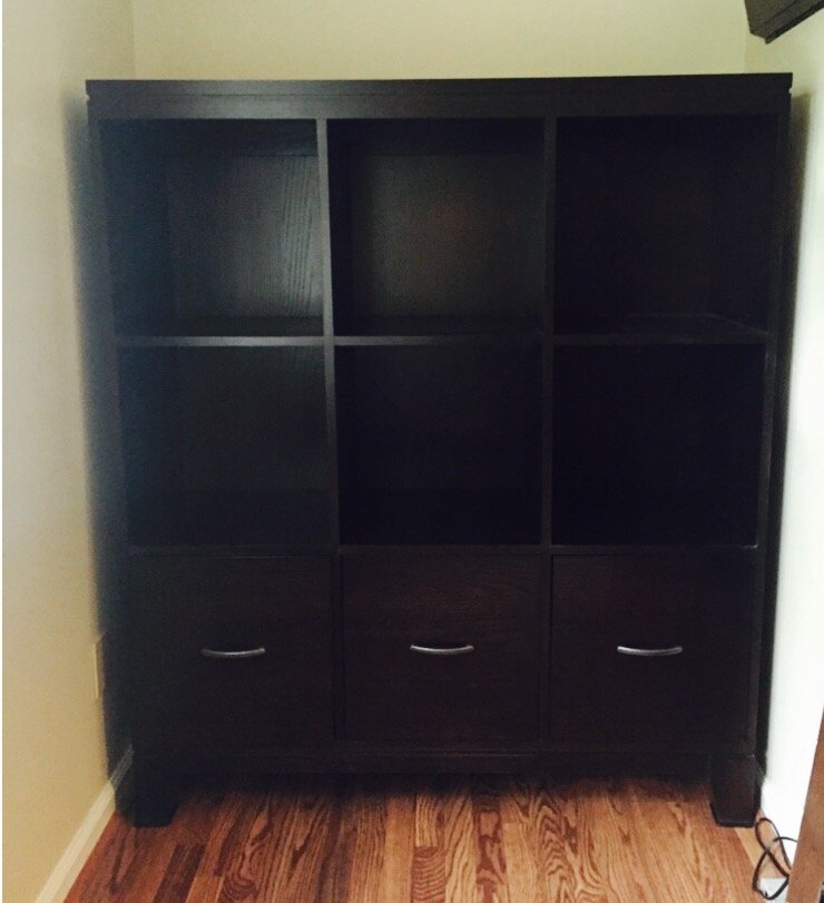 Ethan Allen Dark Wood Cube Organizer Bookcase w/ Storage