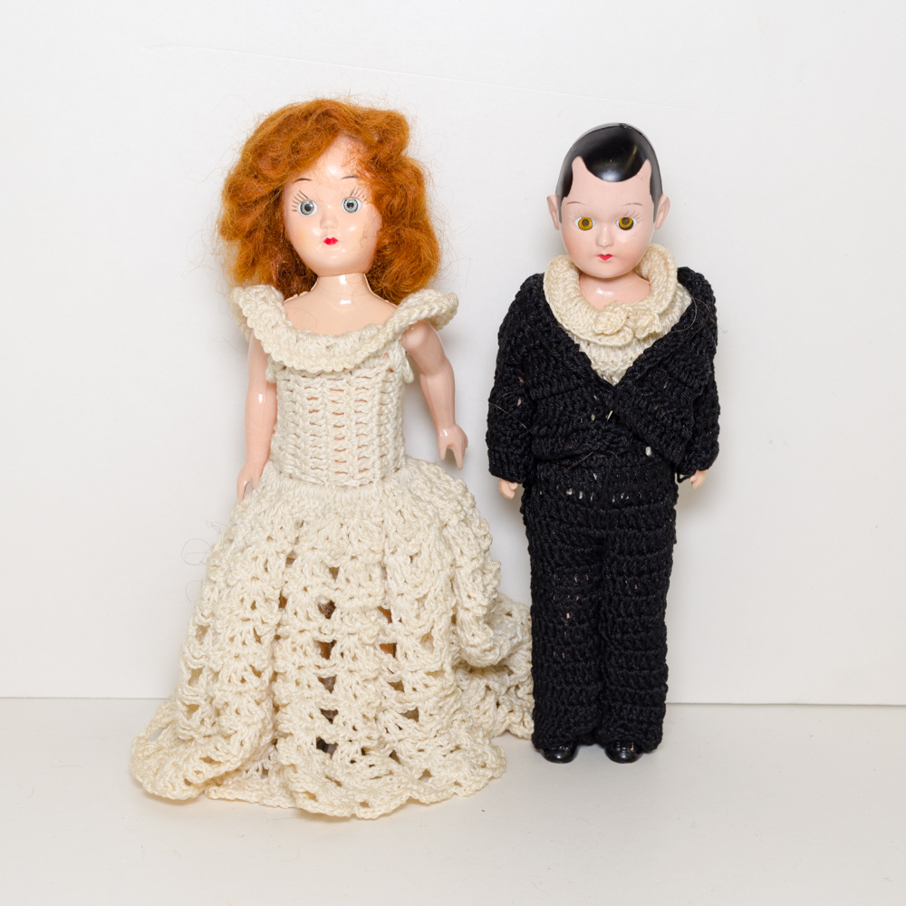 Vintage Bride and Groom Dolls