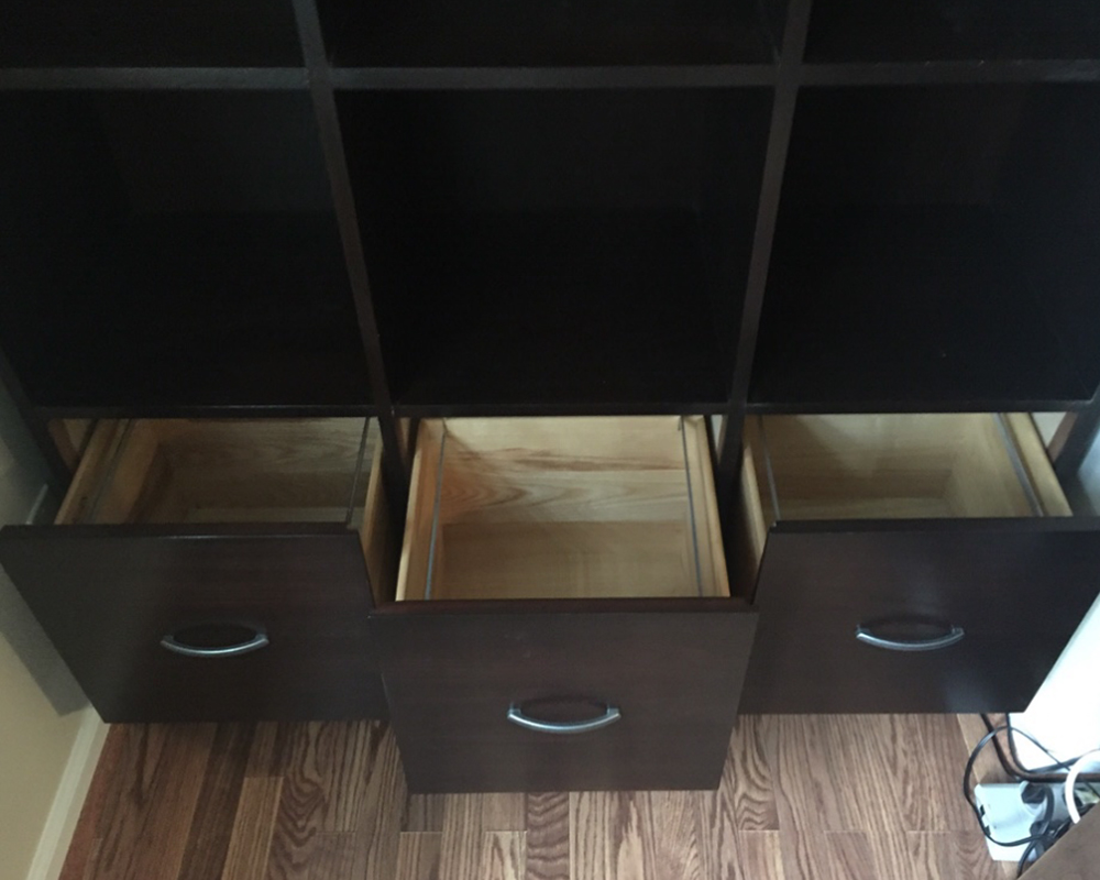 Ethan Allen Dark Wood Cube Organizer Bookcase w/ Storage