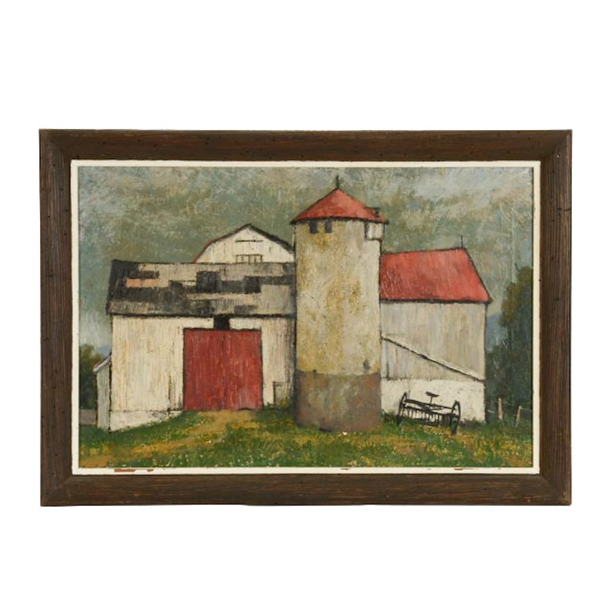 Walker Everett Original Oil Painting of Barn