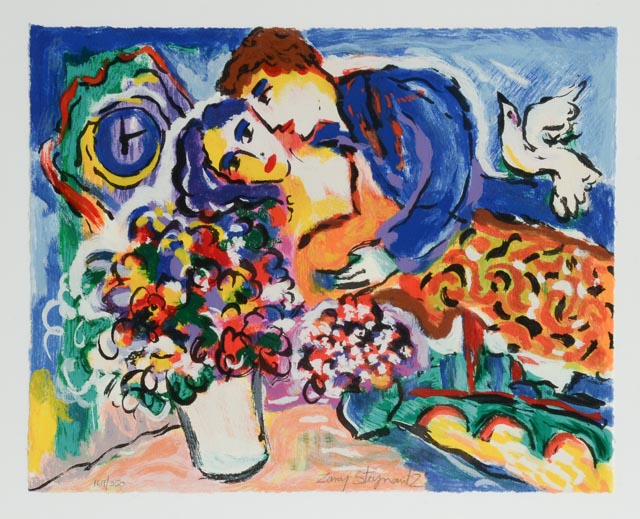 Zamy Steynovitz Limited Edition Serigraph "Lovers and Bouquet"