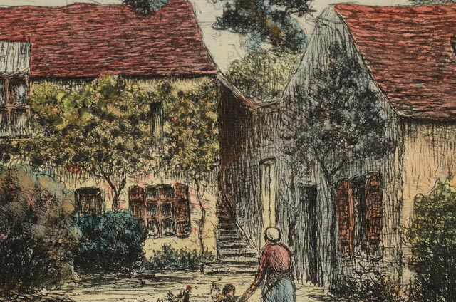 Maurice Jacque Hand-Colored Etching