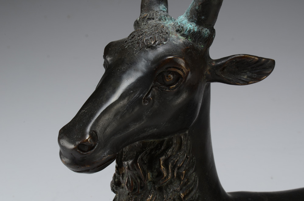 Antique Brass Statue of Recumbent Antelope