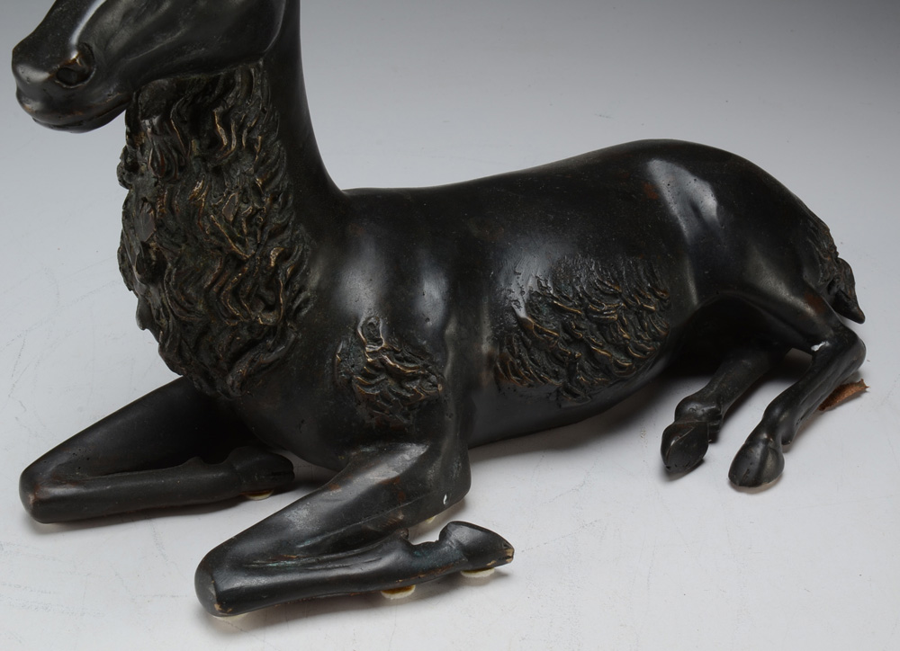 Antique Brass Statue of Recumbent Antelope