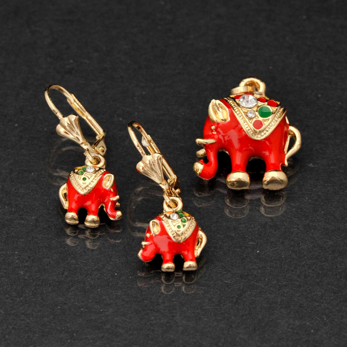 Elephant Earrings and Pendant