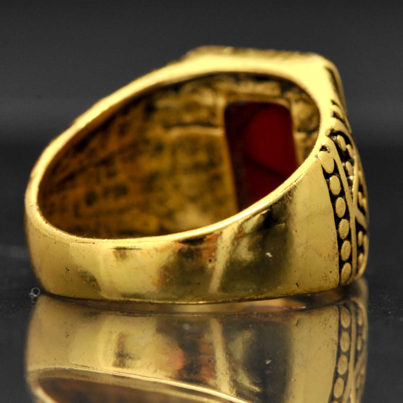 Gold-Tone Costume Ring with Red Synthetic Stone