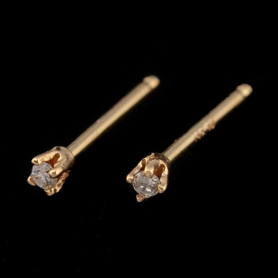 14K Yellow Gold Diamond Studs